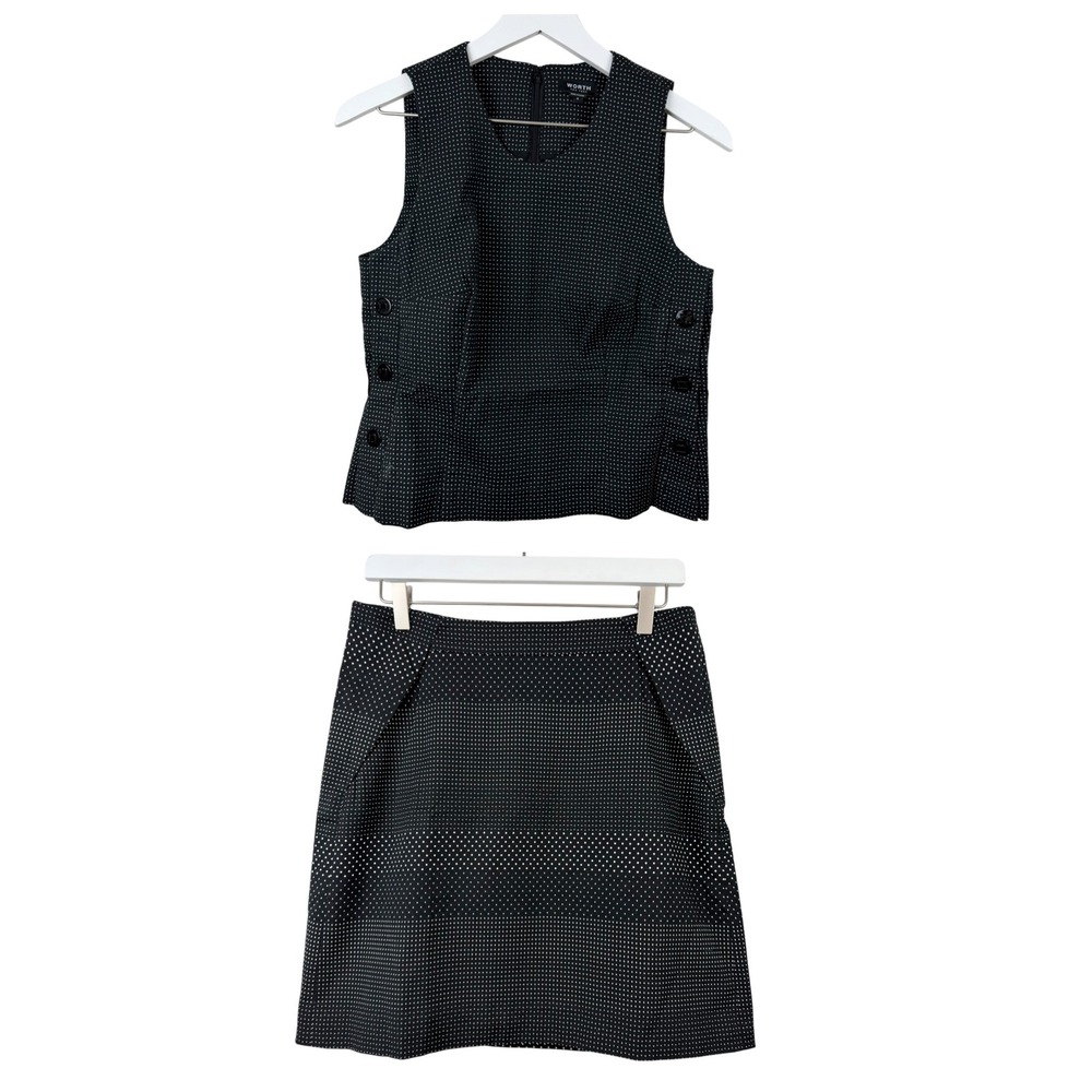 Worth 2 Piece Skirt Set Black White Diamond Dot Patten
